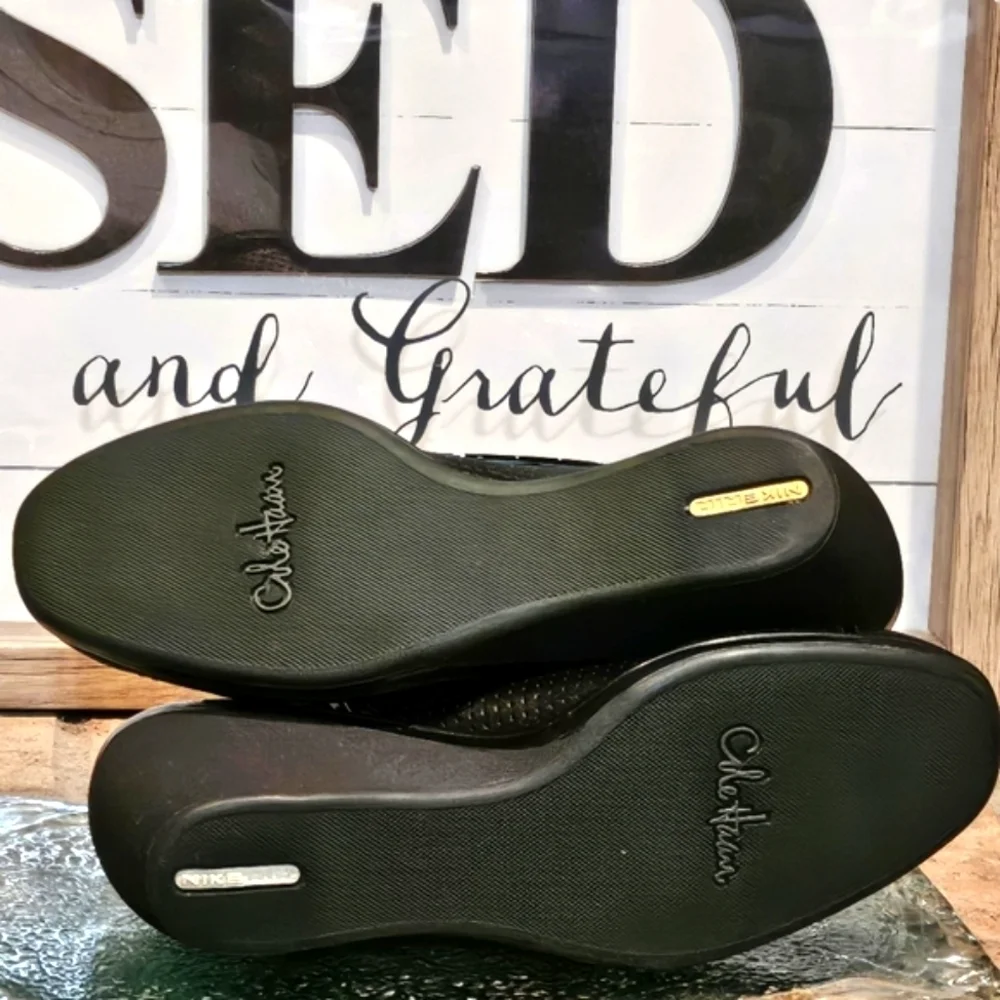 Cole Haan Slingback Pumps Wedge Heel Nike Air Black Sz 9